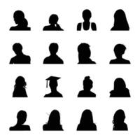 Pack of Human Face Silhouettes vector