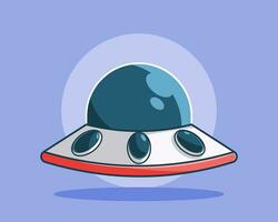 Cute ufo carton illustration vector