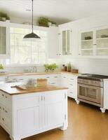 farmhouse kitchen with shaker cupboards illustration photo