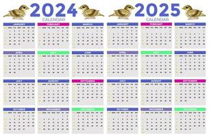 2024, 2025 calendar design template for happy new year vector