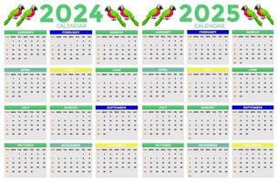 2024, 2025 calendario diseño modelo para contento nuevo año vector