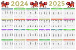 2024, 2025 calendar design template for happy new year vector