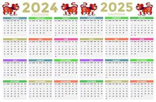 2024, 2025 calendar design template for happy new year vector