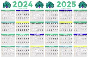 2024, 2025 calendario diseño modelo para contento nuevo año vector