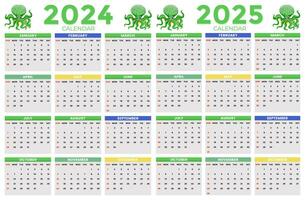 2024, 2025 calendar design template for happy new year vector