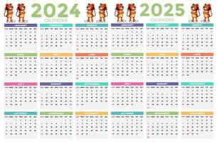 2024, 2025 calendar design template for happy new year vector