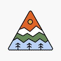 simple monoline of nature mountain camping vector