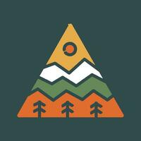 Nature mountain camping in simple mono line design illustration vector