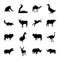 Pack of Creatures Solid Icon Vectors