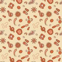 Colorful Seamless Pattern with Bacteria and Microbe concept vector modern icons