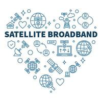 Satellite Broadband vector line heart shaped banner - Internet Technology concept blue illustration