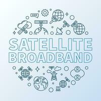 Satellite Broadband vector thin line round banner - Internet Technology concept line illustration