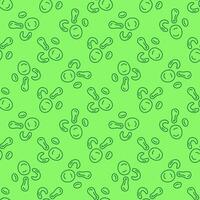 Bacteria Microorganisms vector concept green line seamless pattern