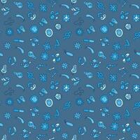 Bacteria and Microbes vector colored blue concept Seamless Pattern