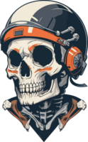 Skull Head with Helmet Illustration with AI Generative png