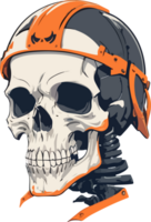 Skull Head with Helmet Illustration AI Generative png