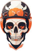 Skull Head with Helmet Logo Illustration AI Generative png