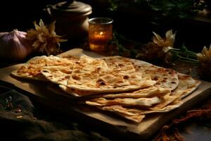 Thin Armenian bread lavash. Generate Ai photo