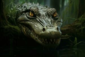 Scaly alligator head. Generate Ai photo