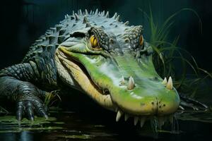 Powerful alligator head. Generate Ai photo