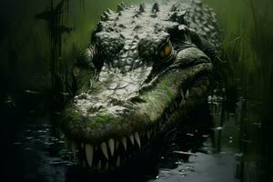 Alligator head. Generate Ai photo