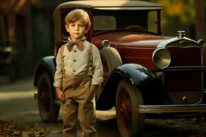 American 1920 child boy. Generate AI photo