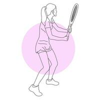 Line art of tennis player vector illustration sketch hand drawn isolated on white background