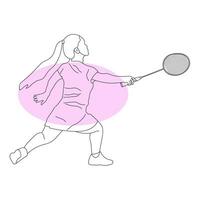 línea Arte de bádminton jugador vector ilustración bosquejo mano dibujado aislado en blanco antecedentes