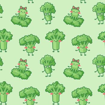 linda vector sin costura modelo con brócoli caracteres.