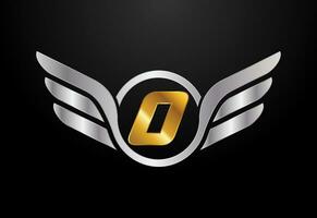 English alphabet O with wings logo design. Car and automotive vector logo concept