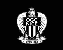 Nice Club Symbol Logo White Ligue 1 Football French Abstract Design Vector Illustration With Black Background