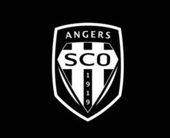 Angers Club Logo Symbol White Ligue 1 Football French Abstract Design Vector Illustration With Black Background