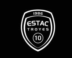 Troyes AC Club Logo Symbol White Ligue 1 Football French Abstract Design Vector Illustration With Black Background