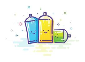 Illustration of cute paint cans in outline style vector
