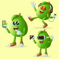 Cute guava characters and technology vector