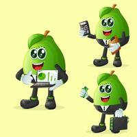 Cute guava characters in finance vector