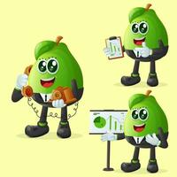 Cute guava character at work vector