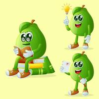 Cute guava characters being clever vector