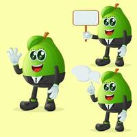 Cute guava characters in advertising vector