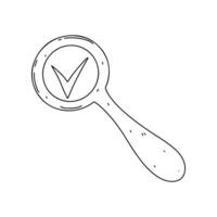 Magnifying glass. Hand drawn doodle style. Vector illustration isolated on white. Coloring page.