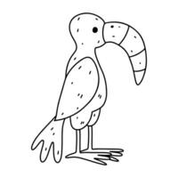 Cute Toucan. Hand drawn doodle style. Vector illustration isolated on white. Coloring page.