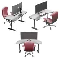 3D rendering of Gaming desk with gaming seat, chair png