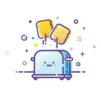 Illustration of a happy toaster. Outline illustration vector