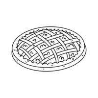 Pumpkin pie for thanksgiving celebration. Hand drawn doodle style. Vector illustration isolated on white. Coloring page.