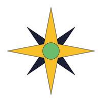 Compass rose showing direction flat line color isolated vector object. World sides. Orienteering. Editable clip art image on white background. Simple outline cartoon spot illustration for web design