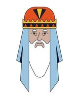 Sage man flat line color vector character head. Long beard and hat on head. Editable cartoon avatar icon. Face emotion. Simple cartoon spot illustration for web graphic design