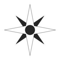Compass rose showing direction flat monochrome isolated vector object. World sides. Orienteering. Editable black and white line art drawing. Simple outline spot illustration for web graphic design