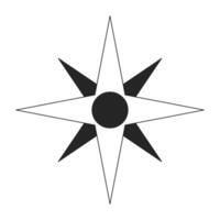 Compass rose showing direction flat monochrome isolated vector object. World sides. Orienteering. Editable black and white line art drawing. Simple outline spot illustration for web graphic design