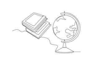 A globe and two books vector