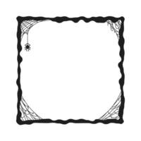 Halloween holiday black frame, spiders in cobwebs vector